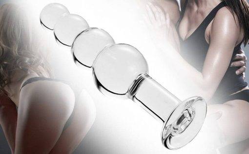 Plug Anal de Vidro Butt Glass Beads 18CM Inserção Vidro Plug anal