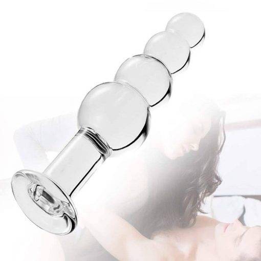 Plug Anal de Vidro Butt Glass Beads 18CM Inserção Vidro Plug anal