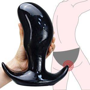 Dildo Plug Anal Preto de Silicone Inserção Consolo Plug anal