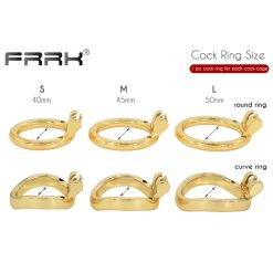 Frrk ouro masculino castidade galo gaiola para homem dobrar tubo metal bondage dispositivo sexualidade brinquedos pênis anéis eróticos produtos Cintos de Castidade