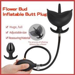 Plug Anal Botão de Flor Inflável Inserção Plug anal Estimulador de Próstata Inflável