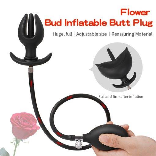 Plug Anal Botão de Flor Inflável Inserção Plug anal Estimulador de Próstata Inflável