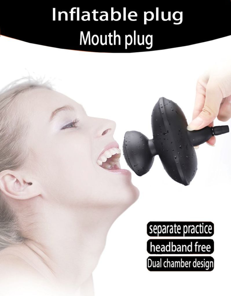 Silicone mordaça boca plug com bomba destacável inflável bdsm sexo brinquedos para homem mulher casal sm jogo de sexo erótico BDSM Mordaça