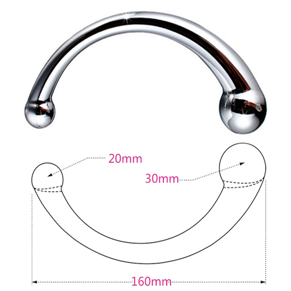 Plug Dupla Extremidade Aço Ponto G Varinha Arco de Massagem - Chastity