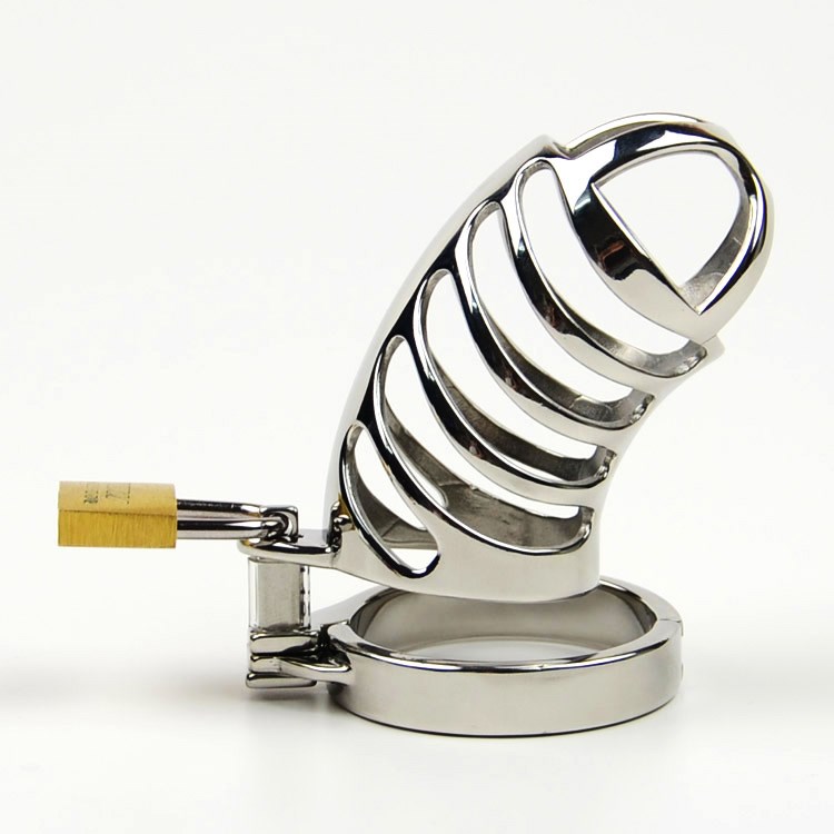 Cinto de Castidade Anel Dobradiça Steel Chastity Medium Locked Cock Cage