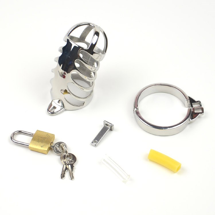 Cinto de Castidade Anel Dobradiça Steel Chastity Medium Locked Cock Cage