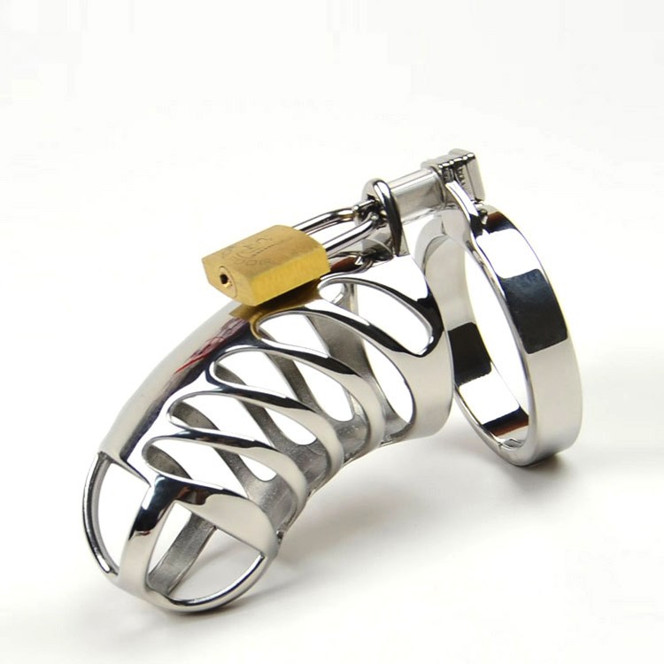 Cinto de Castidade Anel Dobradiça Steel Chastity Medium Locked Cock Cage