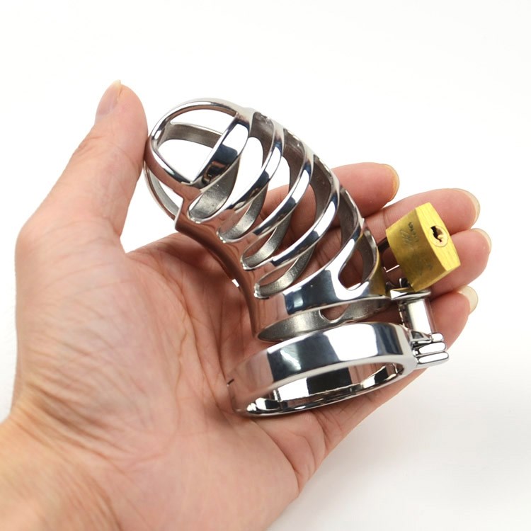 Cinto de Castidade Anel Dobradiça Steel Chastity Medium Locked Cock Cage