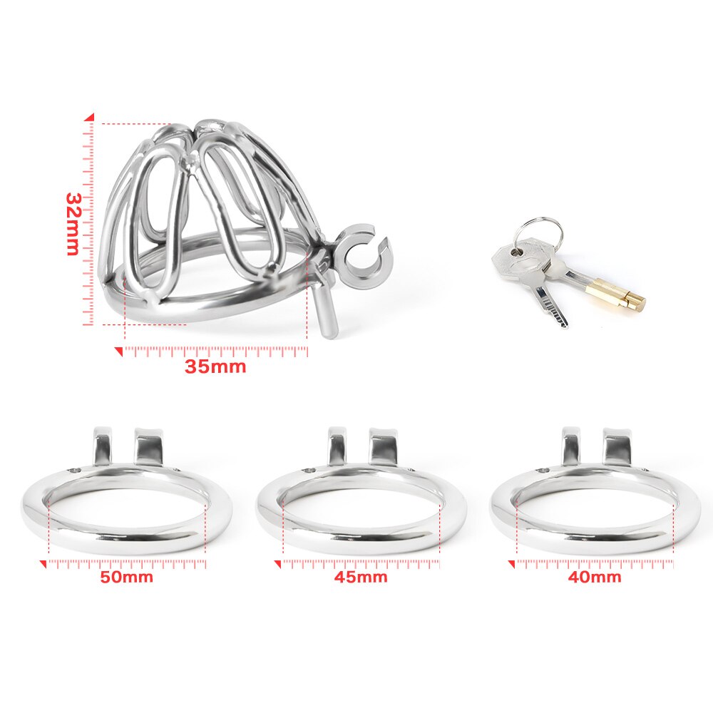 NOVO Micro Chastity Cage Aço Inoxidável Masculino Chastity Device Anéis Penis Cage Adulto Cinto Fetish Lockable Sex Toys para Homens