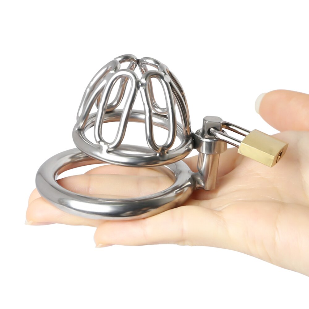 NOVO Micro Chastity Cage Aço Inoxidável Masculino Chastity Device Anéis Penis Cage Adulto Cinto Fetish Lockable Sex Toys para Homens