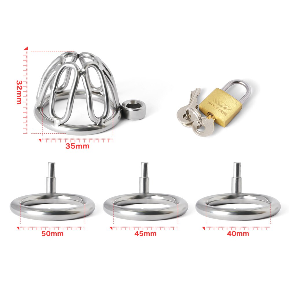 NOVO Micro Chastity Cage Aço Inoxidável Masculino Chastity Device Anéis Penis Cage Adulto Cinto Fetish Lockable Sex Toys para Homens