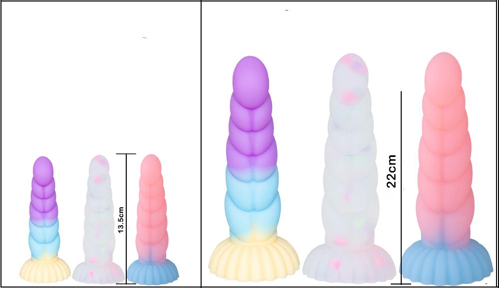 Cute New Luminous Dildo Brinquedos Sexuais Anal para Mulheres Homens Coloridos Glowing buttplug Big Dildos Masturbador Feminino Butt Plug Adult Toy