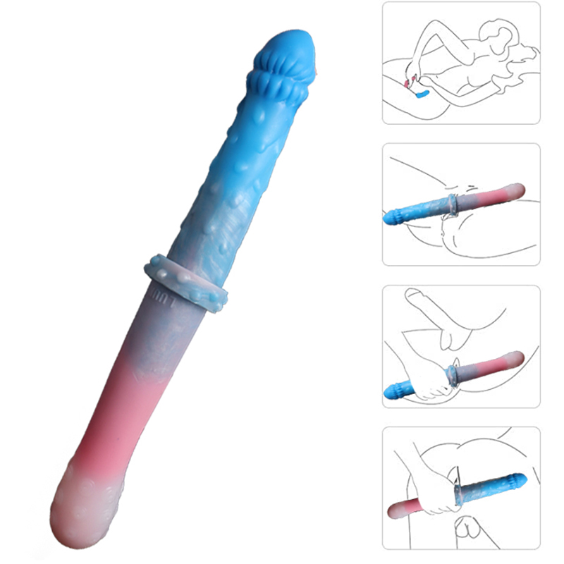 Smmq estrangeiro colorido duplo dildo 12.6 Polegada longo brinquedo do sexo anal para gay lésbica silicone líquido macio butt plug clitóris stimulae