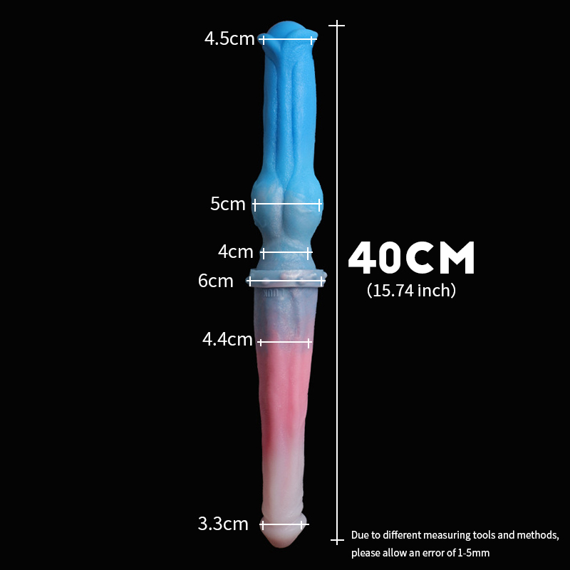 Smmq 40*5 cm duplo dildo animal cavalo pau enorme lobo nó falso pênis macio silicone colorido butt plug anal brinquedo do sexo para homem