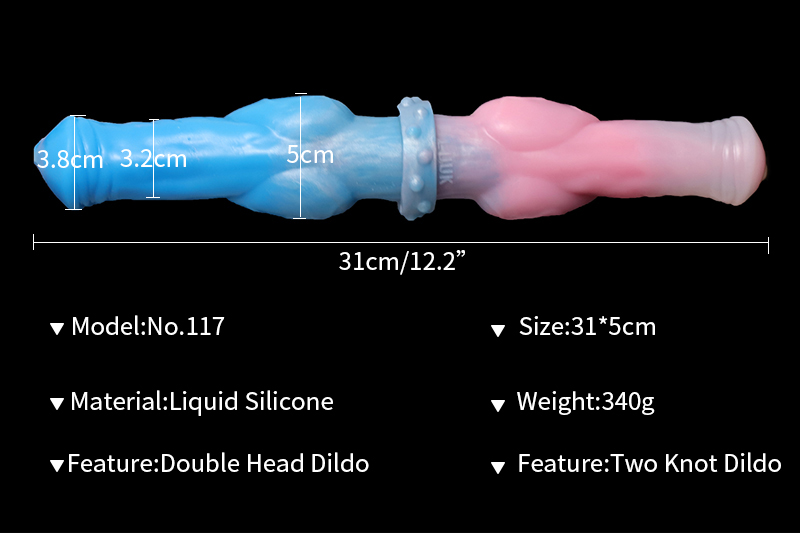 Smmq 40*5 cm duplo dildo animal cavalo pau enorme lobo nó falso pênis macio silicone colorido butt plug anal brinquedo do sexo para homem