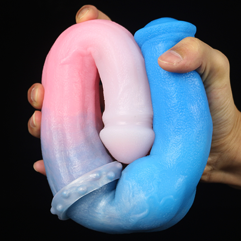 Smmq 40*5 cm duplo dildo animal cavalo pau enorme lobo nó falso pênis macio silicone colorido butt plug anal brinquedo do sexo para homem