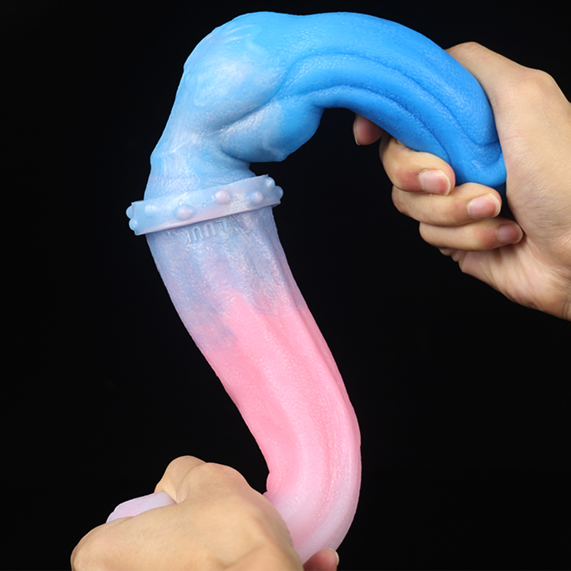 Smmq 40*5 cm duplo dildo animal cavalo pau enorme lobo nó falso pênis macio silicone colorido butt plug anal brinquedo do sexo para homem