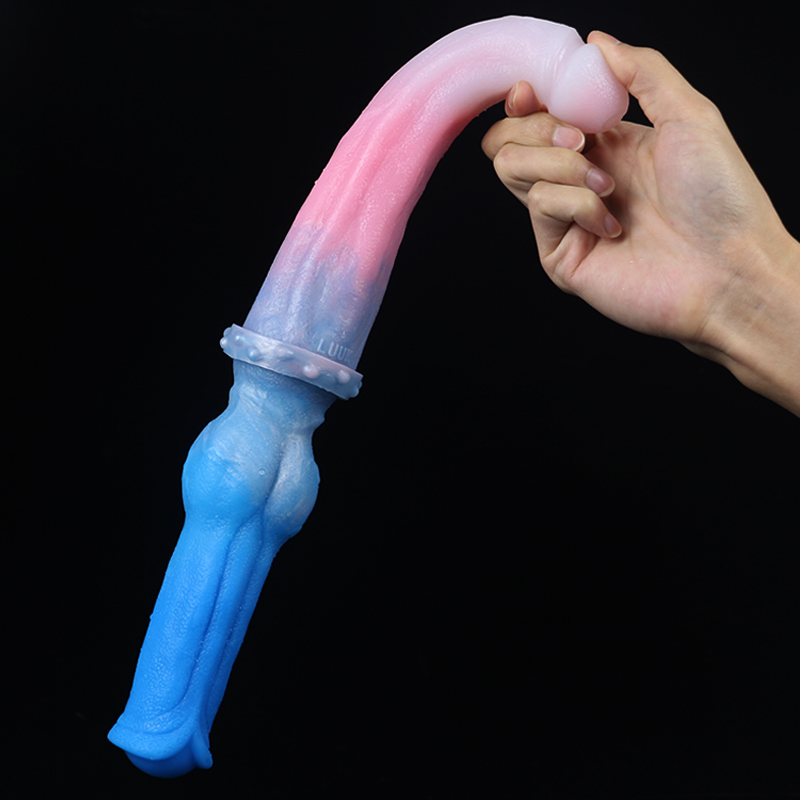 Smmq 40*5 cm duplo dildo animal cavalo pau enorme lobo nó falso pênis macio silicone colorido butt plug anal brinquedo do sexo para homem