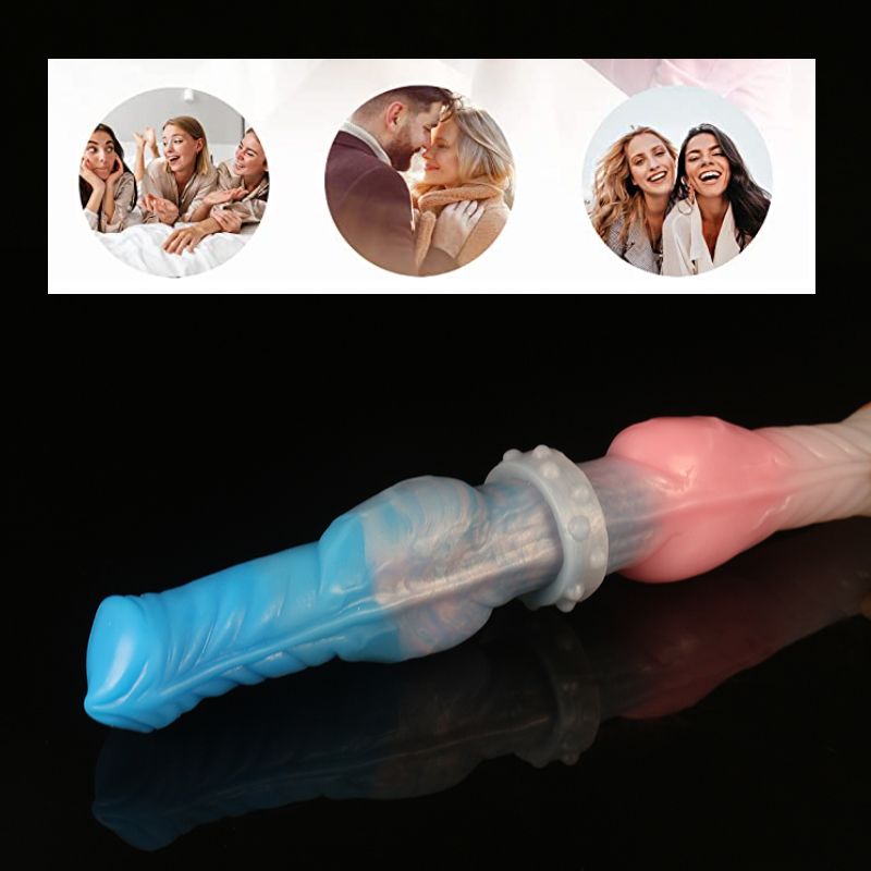 Smmq 40*5 cm duplo dildo animal cavalo pau enorme lobo nó falso pênis macio silicone colorido butt plug anal brinquedo do sexo para homem