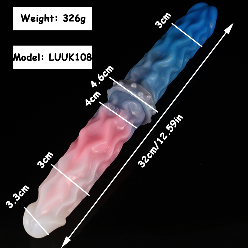 Smmq 32cm padrão de onda dupla cabeça realista sexy glans dildo silicone líquido macio anal plug brinquedos sexuais para mulheres lésbicas produtos