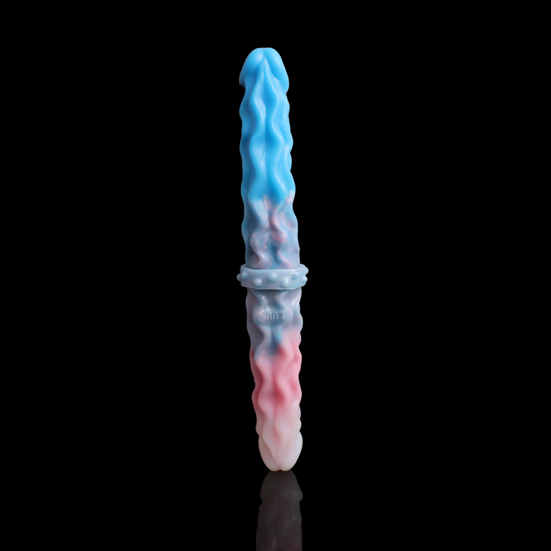 Smmq 32cm padrão de onda dupla cabeça realista sexy glans dildo silicone líquido macio anal plug brinquedos sexuais para mulheres lésbicas produtos