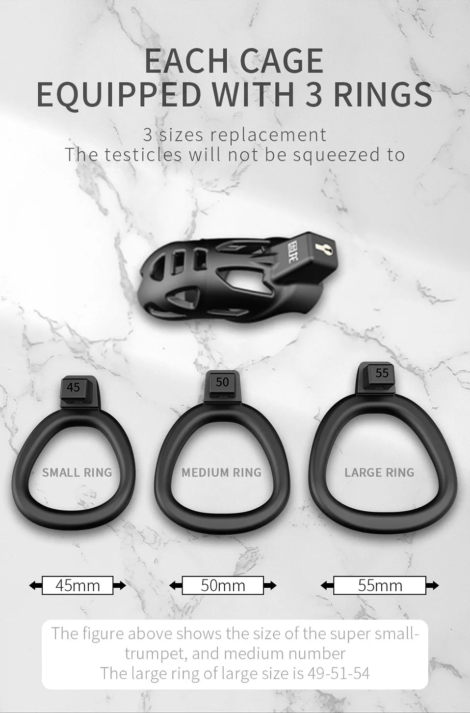 2023 High Quality Cobra Male Chastity Cage With 3 Size Arc Penis Rings Discreet Sissy Femboy Cock Cage Devices Men Adult Goods