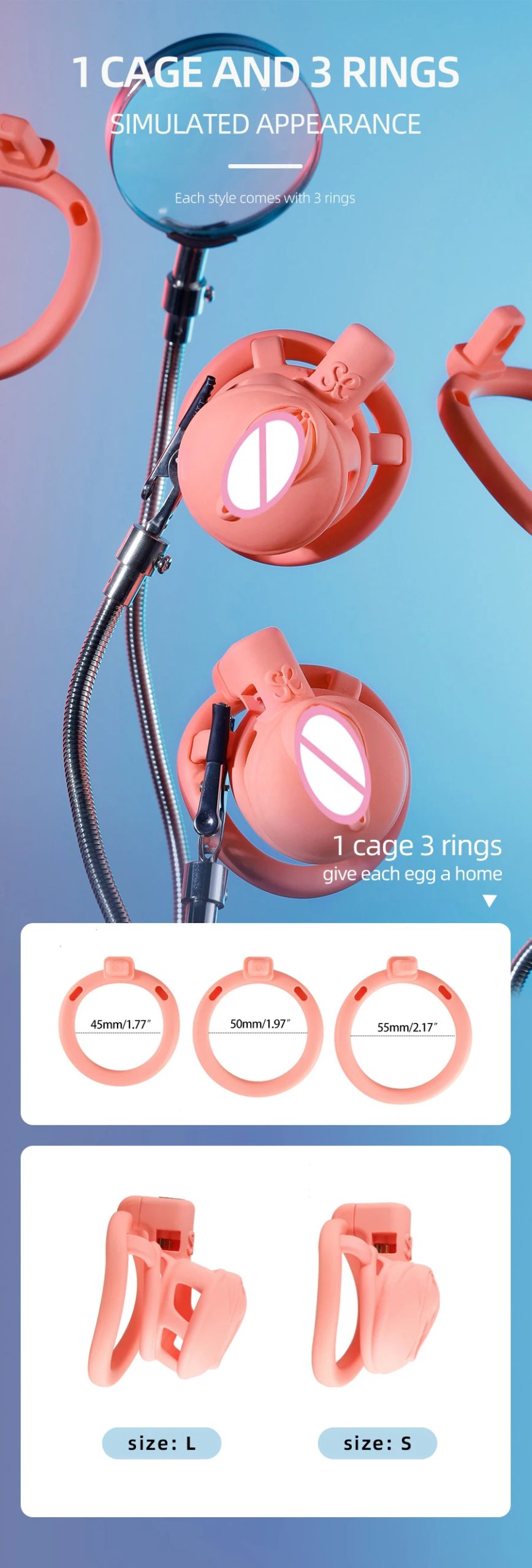 Male Chastity Cage Sex Toys Discreet Sissy Femboy Chastity Cock Cage Device Penis Rings Male With 3 Size Men's Adult Goods