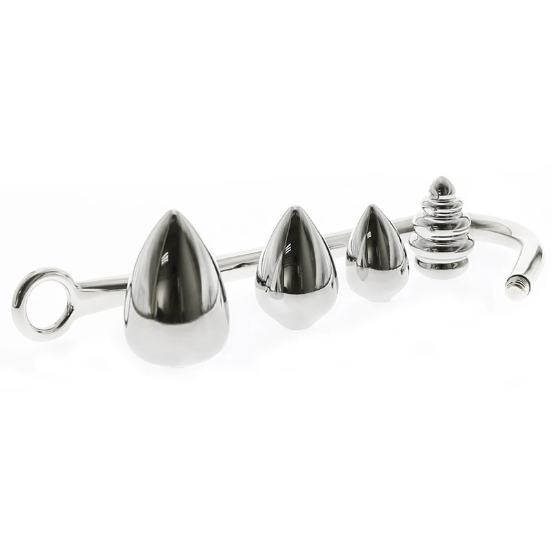 Aço inoxidável anal gancho massagem de próstata gay butt plug com bola anal plug dilatador sexo brinquedos para homem e mulher metal