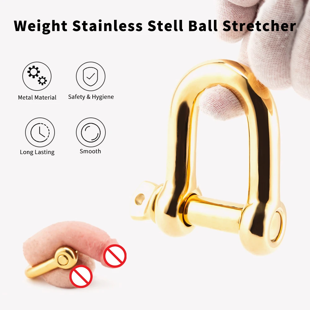 Gold Smooth Screw Escroto Restrições Bola, Maca Penis, Bloqueio Penis Pesado, Metal Training, Cock Ring, Aço Inoxidável, Sex Toys for Men