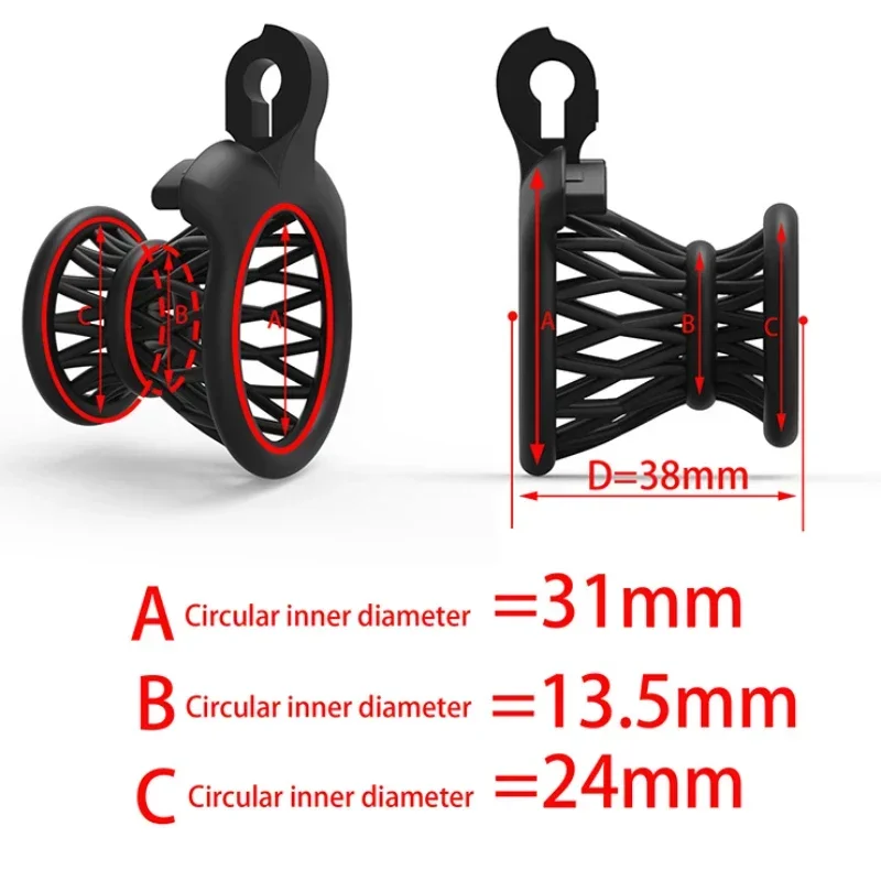 ABS Negative Chastity Cage para Homens, Leve Pequeno Sissy Cock Lock Device, 4 anéis de pênis tamanho, Brinquedos para adultos, BDSM Shop