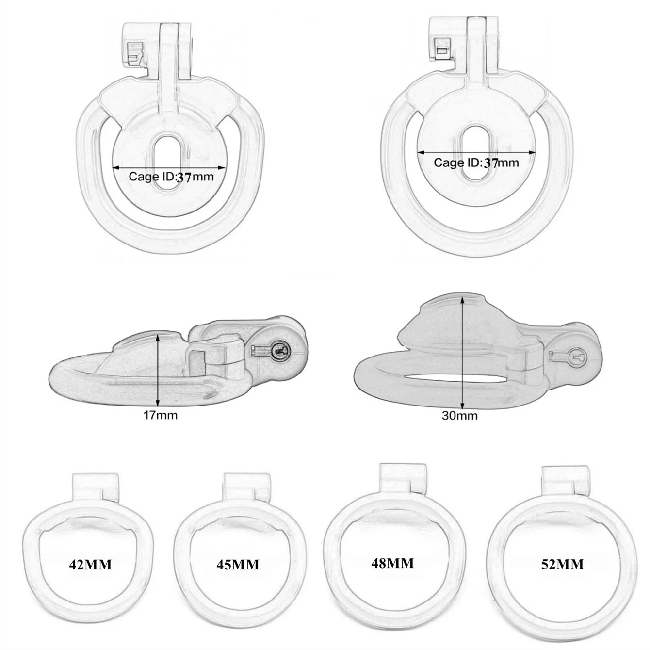 Positivo e Negativo CB Chastity Cage para Homens Anéis de Pênis, Dispositivo de Pênis Escondido Masculino Cock Lock Base de 4 Tamanhos, Brinquedo Sexy para Gay, 6 Cores