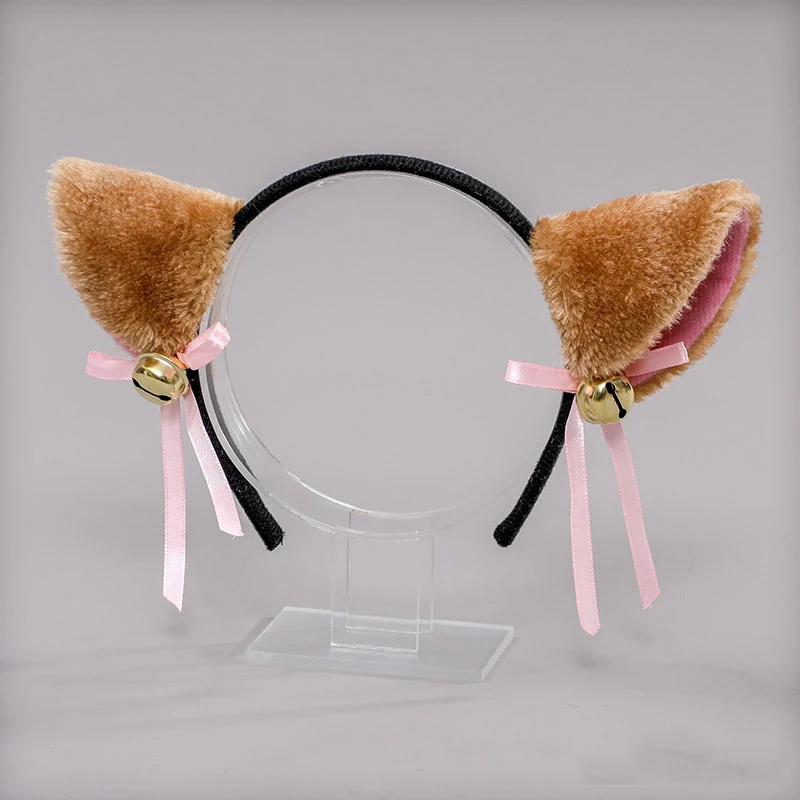 Bela Masquerade Cat Orelhas Headband, Bonito Pele Orelhas Forma, Bell Headwear, Anime Party Costume, Hairbands, Acessórios de cabelo