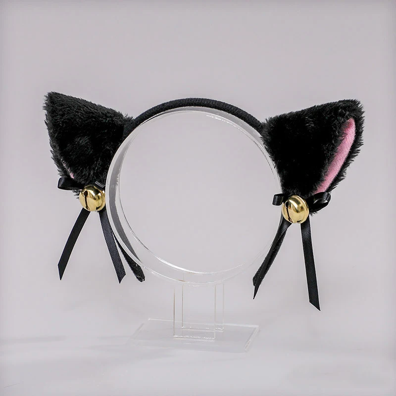 Bela Masquerade Cat Orelhas Headband, Bonito Pele Orelhas Forma, Bell Headwear, Anime Party Costume, Hairbands, Acessórios de cabelo