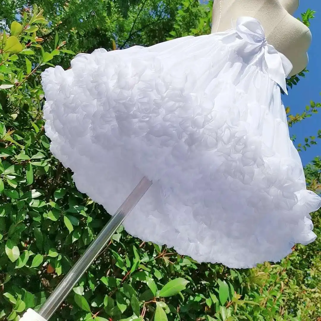 Anágua estilo flor Lolita para mulheres, Crinolina, Bustle interior, Cosplay Tutu, plissado inchado, saia do Cancan, vestidos de casamento