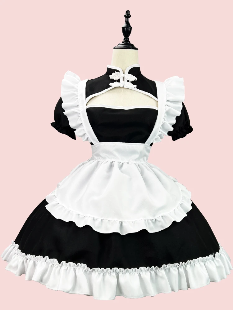 Anime Cosplay Maid Costume, Lolita Princesa, Dia das Bruxas, Preto, Branco, Menina da Escola Japonesa, Roupas Kawaii, Plus Size