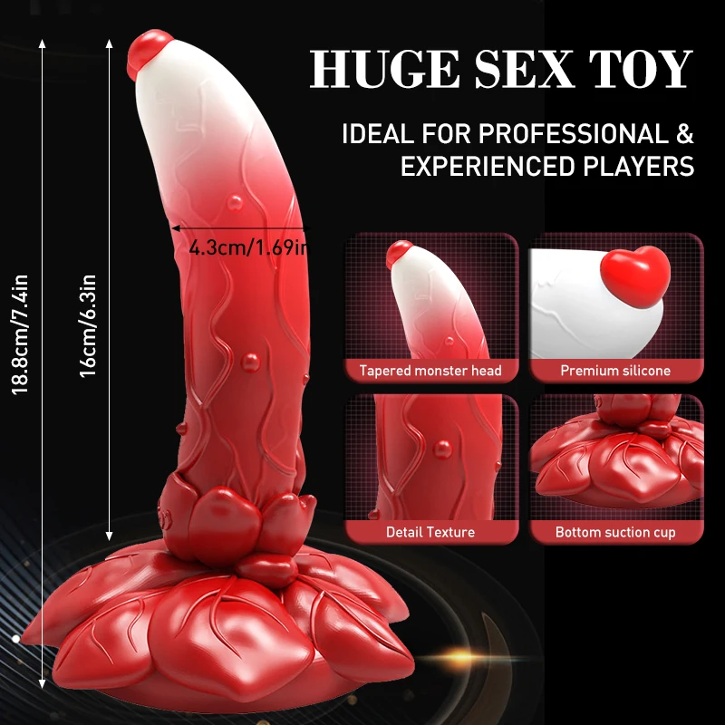 Dildo Monstro de Silicone Mulher, Homem de Gingerbread, Ventosa Forte, Dragão, Plug Anal, Fantasia, Colorido, Fofos, Brinquedos Sexuais