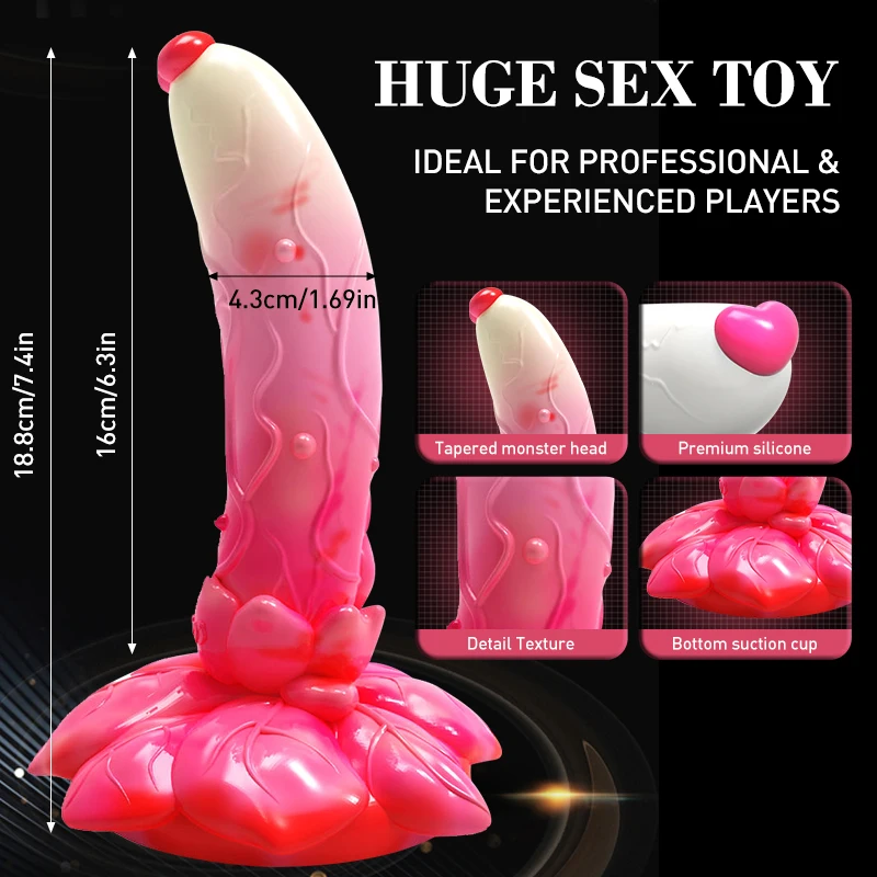 Dildo Monstro de Silicone Mulher, Homem de Gingerbread, Ventosa Forte, Dragão, Plug Anal, Fantasia, Colorido, Fofos, Brinquedos Sexuais