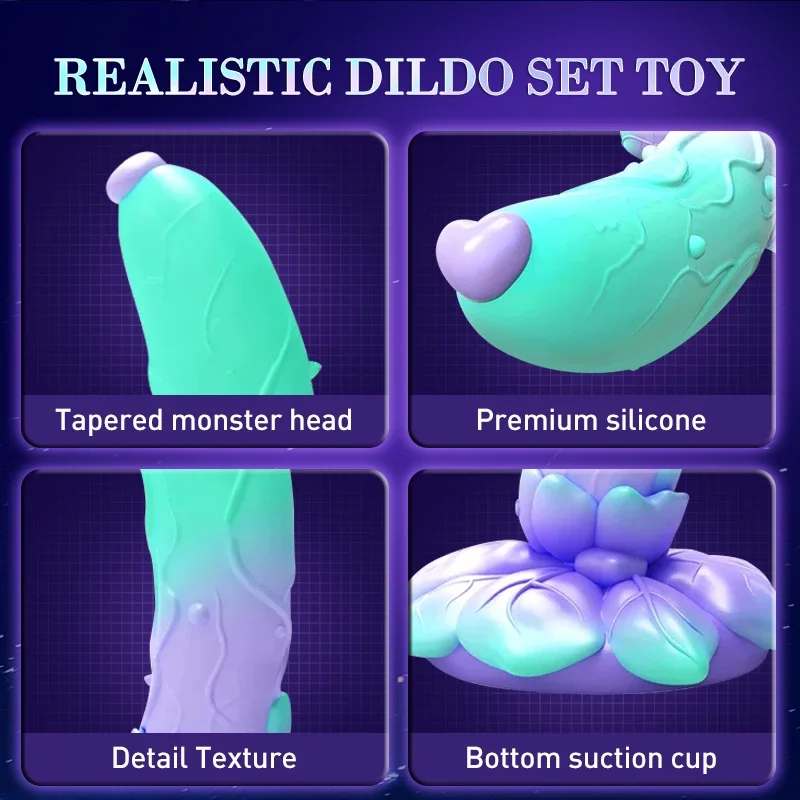 Dildo Monstro de Silicone Mulher, Homem de Gingerbread, Ventosa Forte, Dragão, Plug Anal, Fantasia, Colorido, Fofos, Brinquedos Sexuais