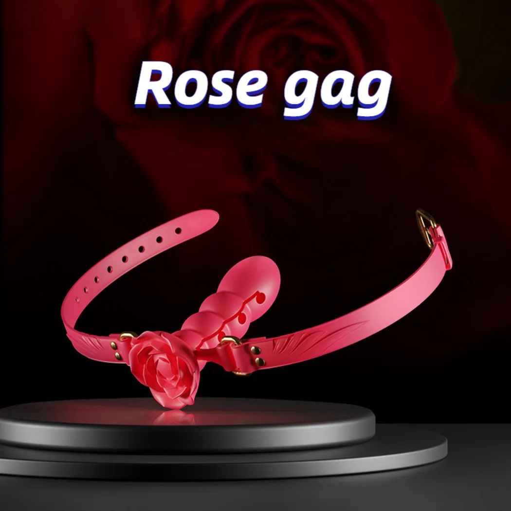 Ajustável Rose Plug Oral para Casais, Bondage Boca Bola, Boca Aberta Mordaça, Jogos para Adultos, Eróticos Flertando Sex Toys, 4 Posições, Novo, 2022