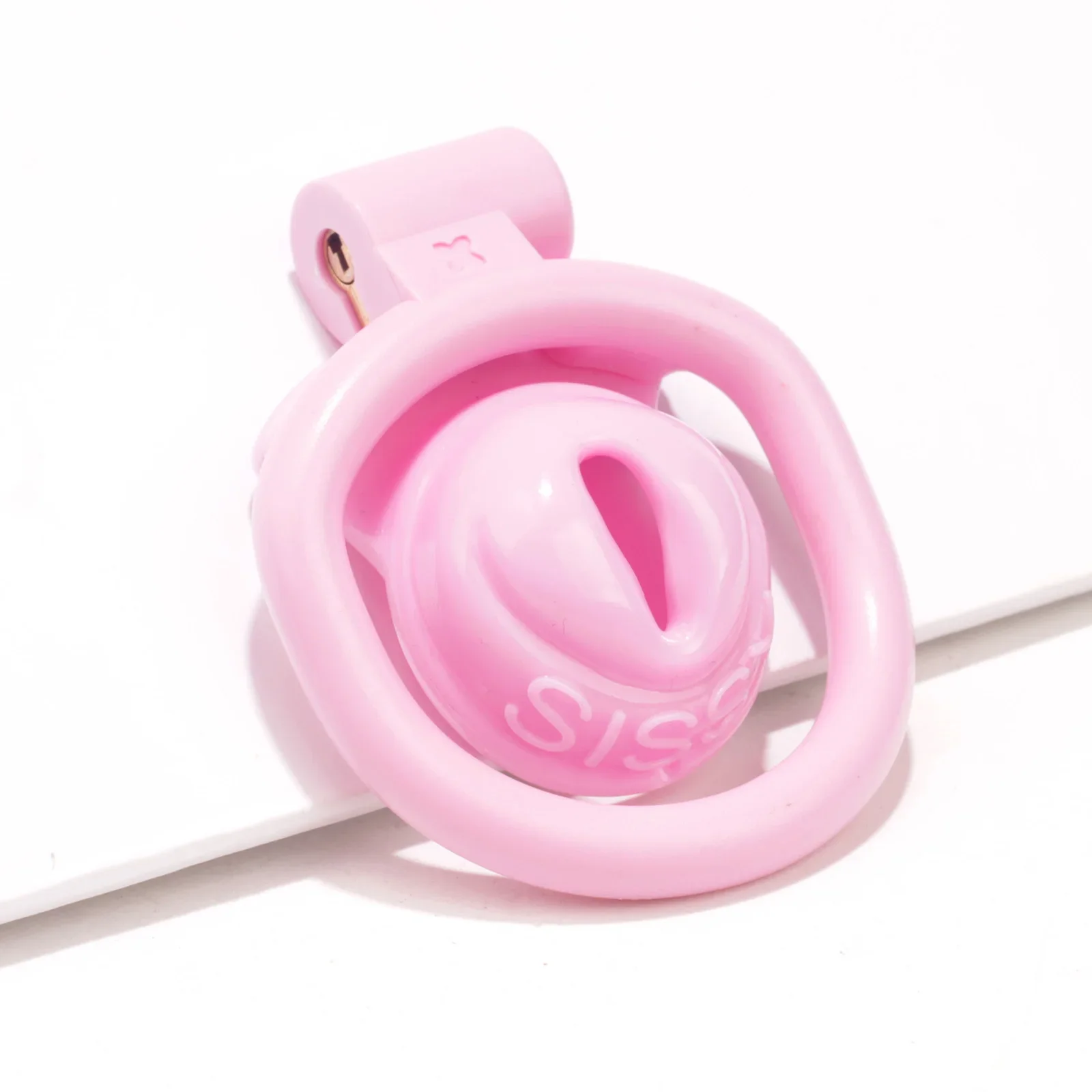 Bonito Sissy Chastity Cage para Masculino, Penis Binding Device, Negative Pink Chastity Lock, 4 Anéis Strap, Adulto Sex Toys, Novo