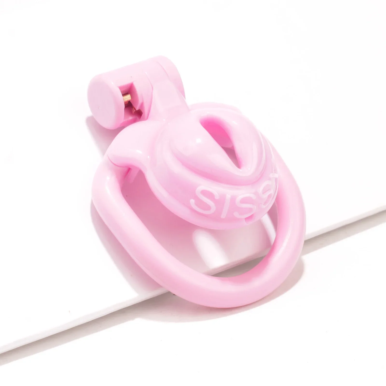 Bonito Sissy Chastity Cage para Masculino, Penis Binding Device, Negative Pink Chastity Lock, 4 Anéis Strap, Adulto Sex Toys, Novo