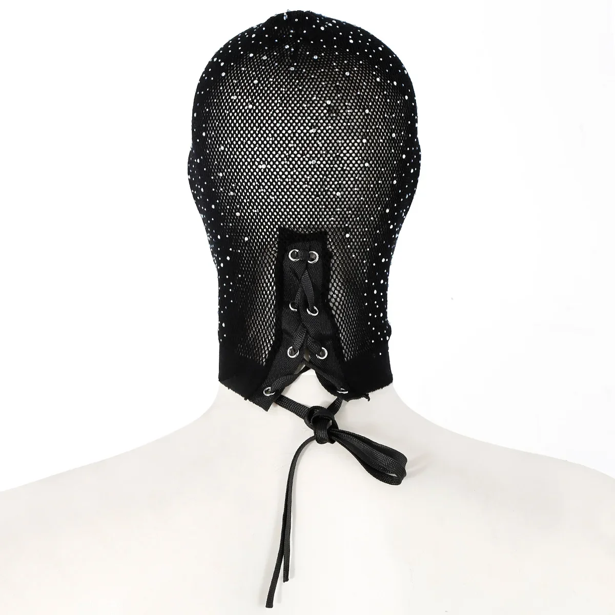 Rhinestone Head Hood Máscara Cosplay para Homens e Mulheres, Chapelaria de Restraint BDSM, Jogos para Adultos, Brinquedos Sexuais Escravos, Brinquedos Flertando, Novo