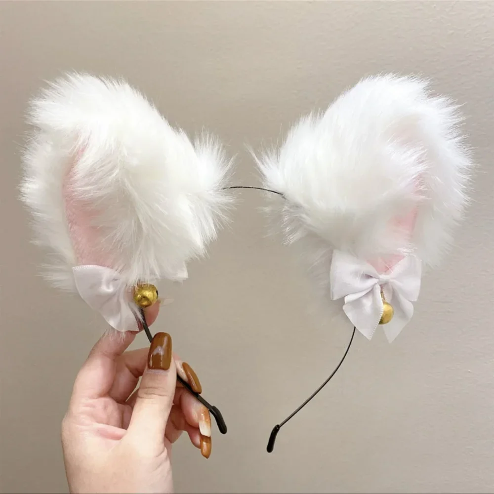 Cat Ears Plush Bell Headband para Mulheres, Acessórios de Cabelo, Coração Neckchain, Cosplay, Masquerade, Party Costume, Sexy, 2Pcs