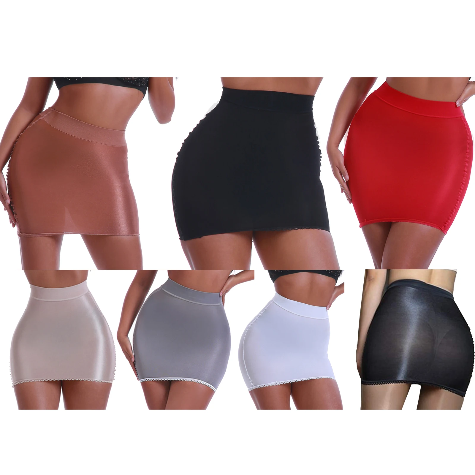 Lingerie Feminina Mini Saia, Saia Lápis Bodycon Brilhante, Cintura Alta, Mini Apertada, Roupa de Clube Feminina, Moda Festa, Verão, 2022