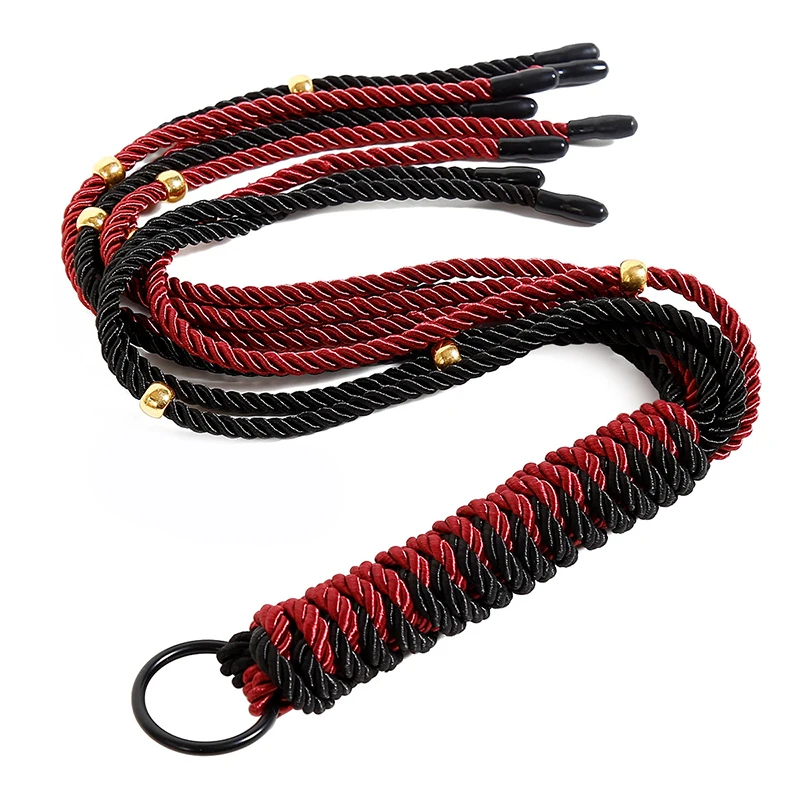 Vermelho e preto duplo jogo trançado corda chicote, equitação Flogger Paddle, chicotes de adestramento de treinamento do cavalo, 63cm