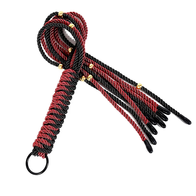 Vermelho e preto duplo jogo trançado corda chicote, equitação Flogger Paddle, chicotes de adestramento de treinamento do cavalo, 63cm