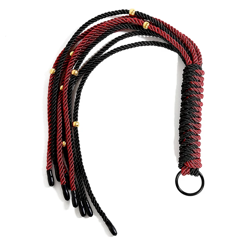 Vermelho e preto duplo jogo trançado corda chicote, equitação Flogger Paddle, chicotes de adestramento de treinamento do cavalo, 63cm