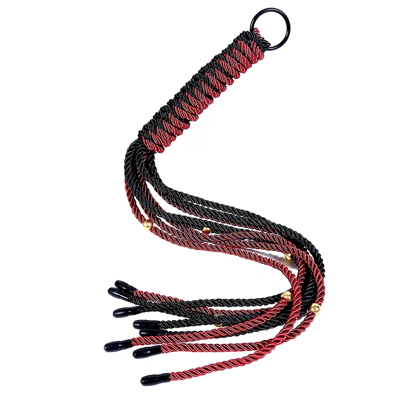 Vermelho e preto duplo jogo trançado corda chicote, equitação Flogger Paddle, chicotes de adestramento de treinamento do cavalo, 63cm