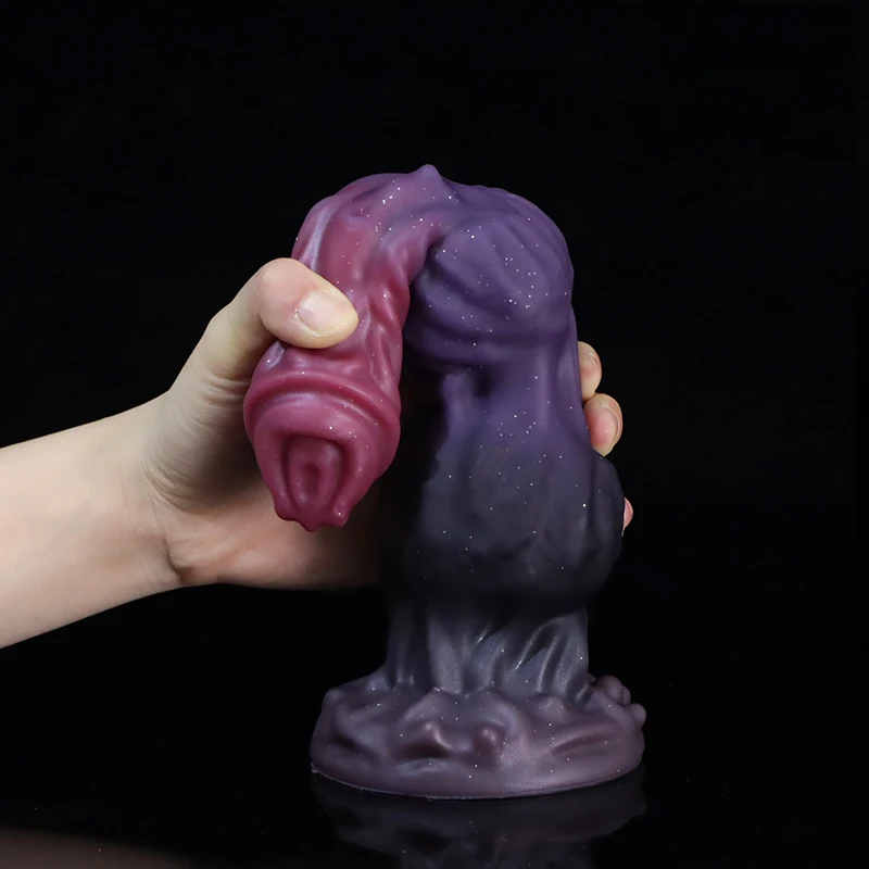 Dildo de silicone com ventosa para mulheres, nó grande duplo, cachorro, animal, flexível, lobo, tomada anal, loja de sexo, brinquedos sensuais, 18 Plus, novo