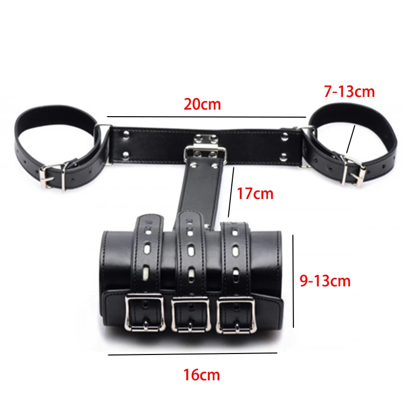 Algemas de couro erótico Bondage para casais, Armbinder BDSM, Restraint Braços atrás Straitjacket traseiro, brinquedos sexuais para adultos, escravo